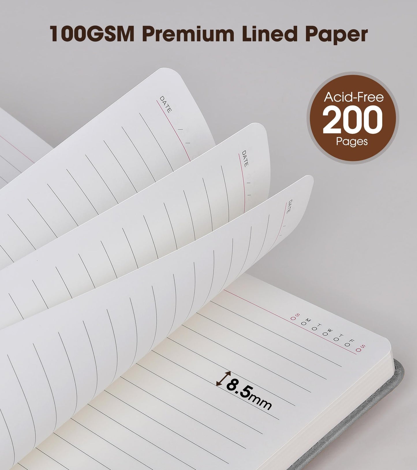 vfaejll A5 Lined Leather Journal Notebook,Hardcover Journal Set with Pen and Gift Box,100Pages 100gsm Thick Ruled Paper Daily Diary for Men Women School,Travel,Business,Work,Writing 5.9" X 8.4"