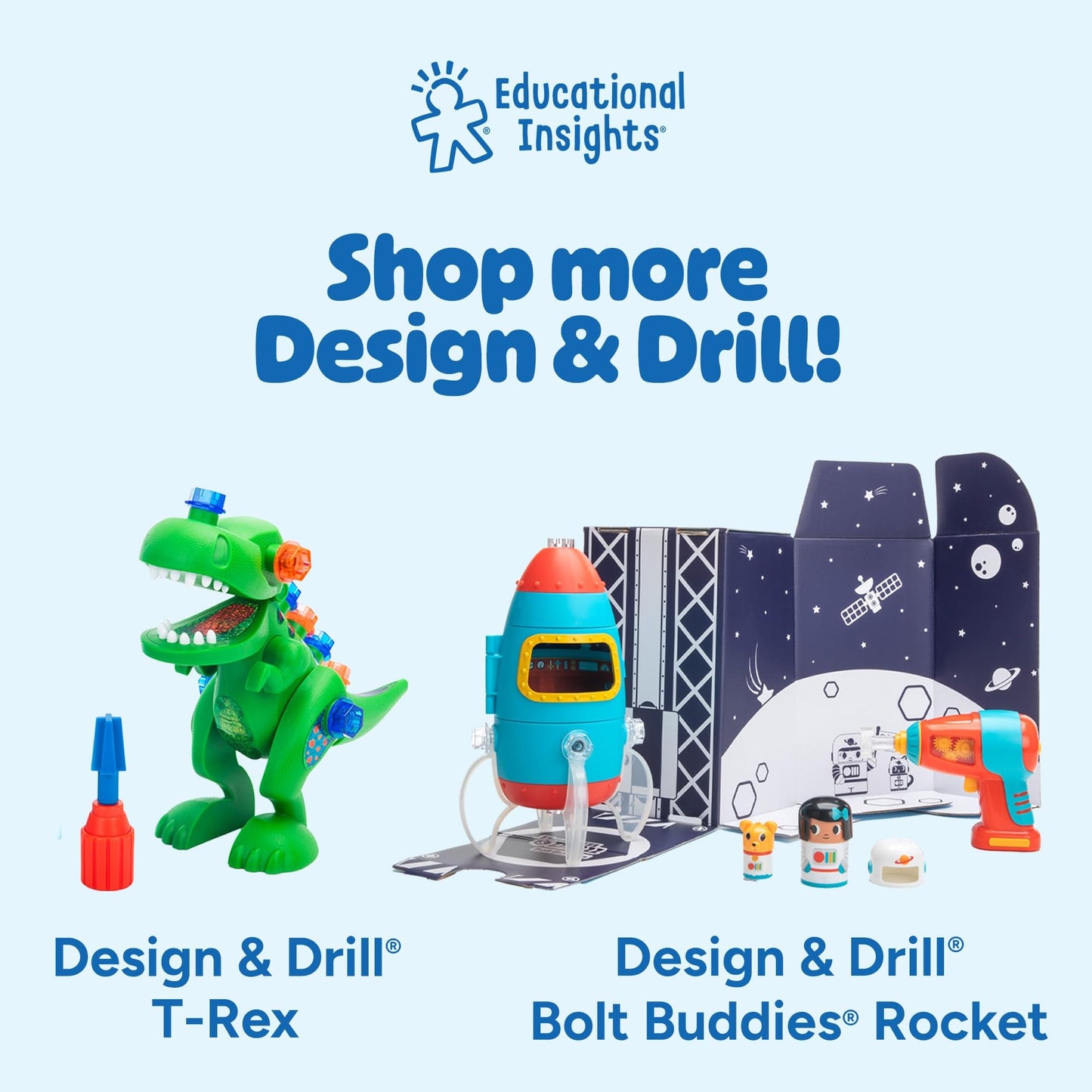 Educational Insights Design & Drill Build-It Bucket - Vehicle Building Toys for Toddlers 3-5, Construction Toy Set with Real Working Electric Drill Toy, Take Apart STEM Toys for 3+ Year Old