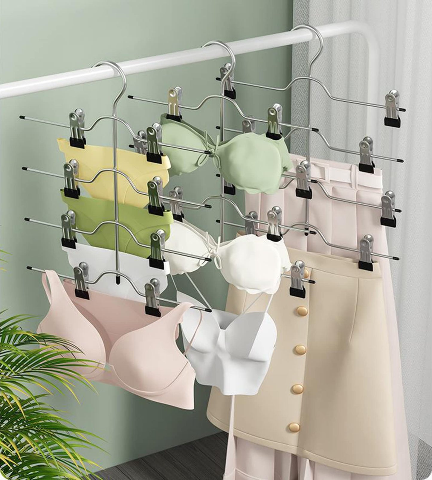 Tosnail 4 Pack 4 Tier Skirt Pants Clothes Hanger with Non Slip Clips, Space Saving Closet Organizer for Trouser, Slack, Jeans, Towels