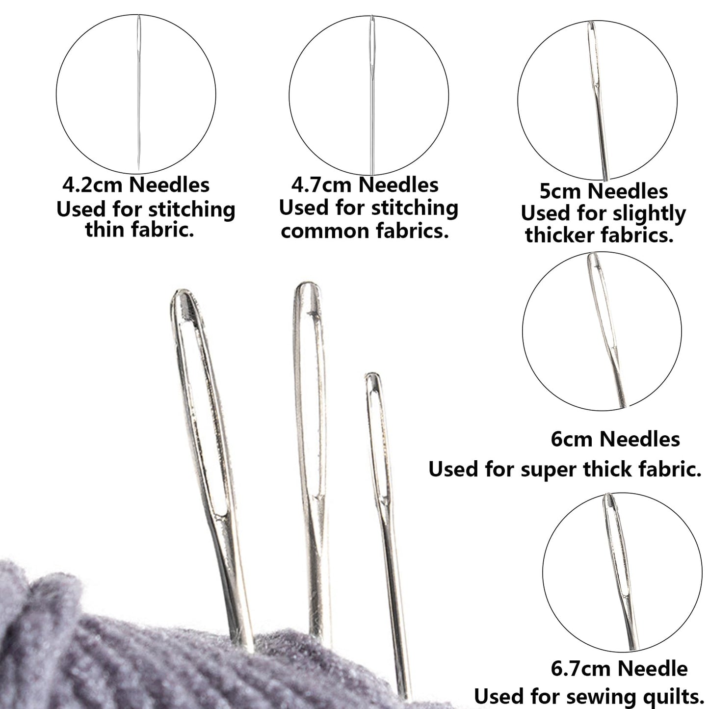 84PCS Sewing Kit 5 Size Big Eye Stainless Steel Needles for Hand Sewing Needle and Thread Kit with Threaders, Bobbins,Thimbles,Seam Rippers Accessories and Supplies Tools for Adults Beginners