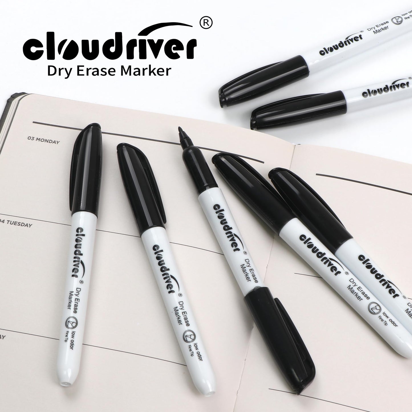 cloudriver Dry Erase Markers Ulta Fine Tip, 72 Pack Black Whiteboard Marker, 0.7mm, Low Odor, For Office And Home