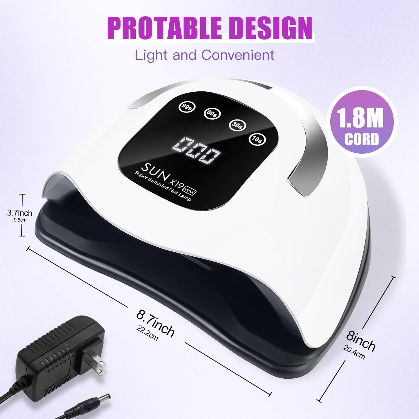 Wisdompark 320W UV LED Nail Lamp, Nail Dryer for Gel Polish with 72Pcs Lamp Beads and Automatic Sensor/4 Timer Setting Professional Nail Art Tools