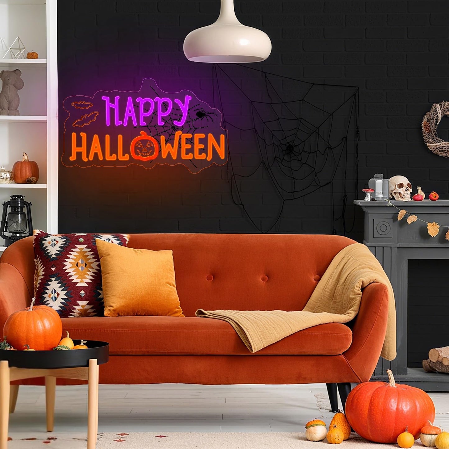 Halloween Neon Sign for Halloween Wall Decor,Dimmable Neon Light Bat & Pumpkin Light Up Signs for Halloween Bedroom Horror Party Bar Background Decoration