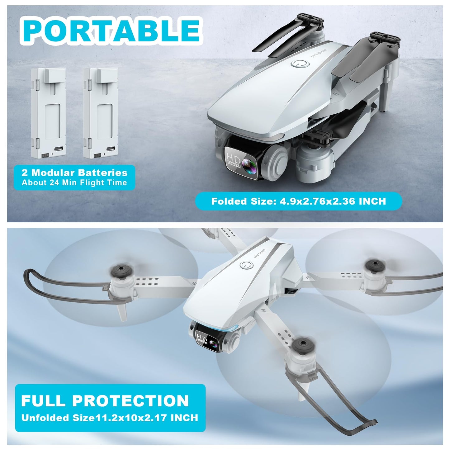 Oddire Drone with Camera - Drones for Adults with 2 Batteries, Carrying Case, 1080P HD Foldable Drone with Stable Hover, Trajectory Flight, Gravity Control, One Key Take Off/Land, 3D Flip, Toys
