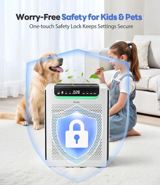 Air Purifiers for Home Large Room, Cover Up to 2600 Ft² with Washable Filters, Powerful Turbo Mode, PM2.5 Air Quality Display, 22dB Sleep Mode for Pets Hair, Smoke, Odors, HAP607, White