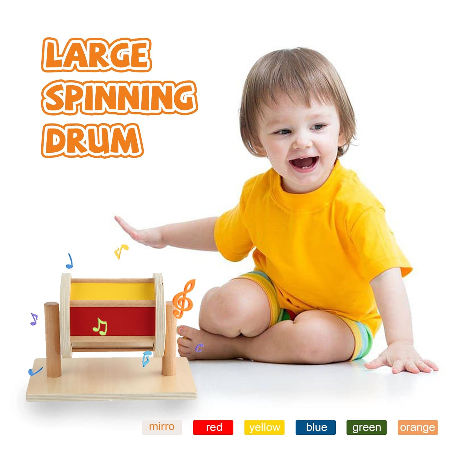 Adena Montessori Full-Size Spinning Drum Montessori Toys for Infant 6 - 12 Months 1 Year Old Babies Toddlers (Typical)