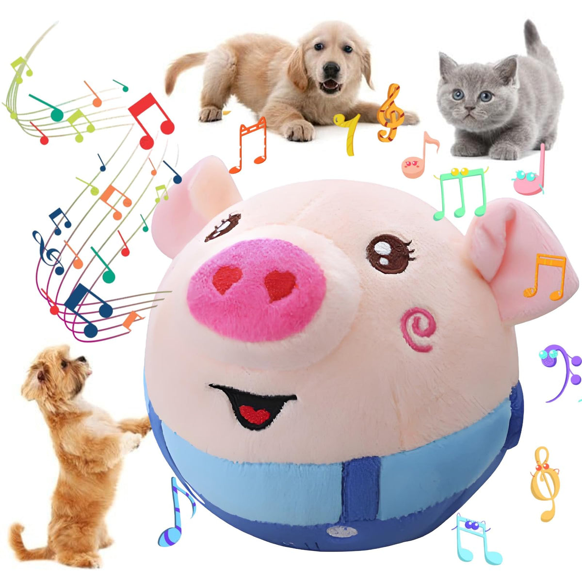Interactive Dog Toys,Active Moving Pet Plush Toy with Recording and Music Modes, Jumping Squeaky Song shaking Interactive Dog Ball, Rechargeable Dog Toys to Keep Them Busy,Animal Plush Pet Toy (Dog)