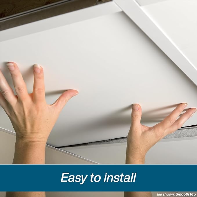 Genesis 2ft x 4ft Stucco Pro White Ceiling Tiles - Easy Drop-in Installation – Waterproof, Washable and Fire-Rated - High-Grade PVC to Prevent Breakage - Package of 10 Tiles