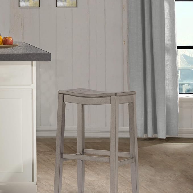 Hillsdale Furniture Fiddler Backless Saddle Bar Stool, Aged Gray