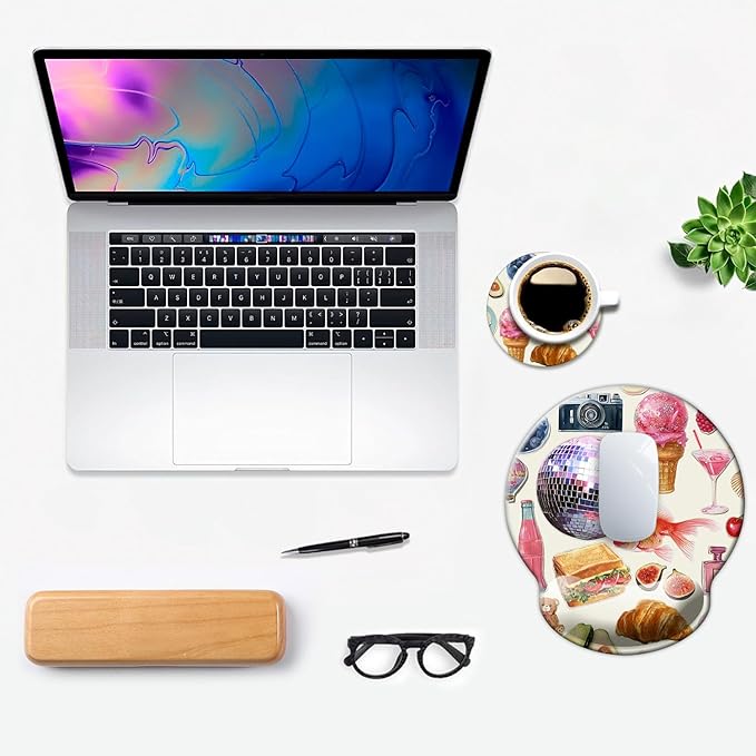 Ergonomic Mouse Pad with Wrist Support,Mouse Pad with Wrist Rest,Relieve Wrist Pain Mousepad Non-Slip Rubber Base,Mouse Pads for Desk,Computers,Laptop,Office,Home,Accessories Pink Stickers
