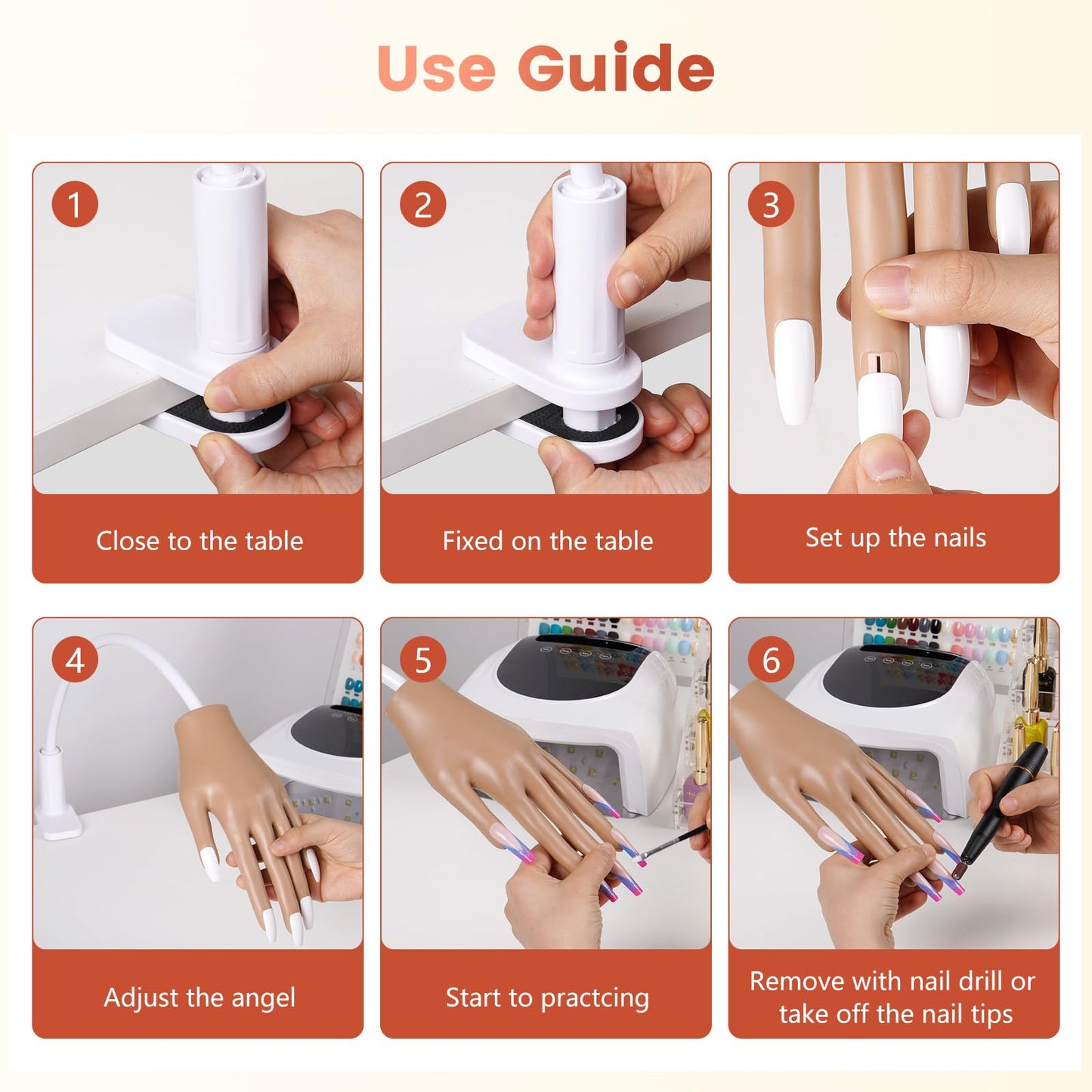 Wilfniee Practice Hand for Acrylic Nails: Nail Tips Won't Fall off From Fake Nail Practice Hand - Flexible Nail Mannequin Hand Practice for Beginners