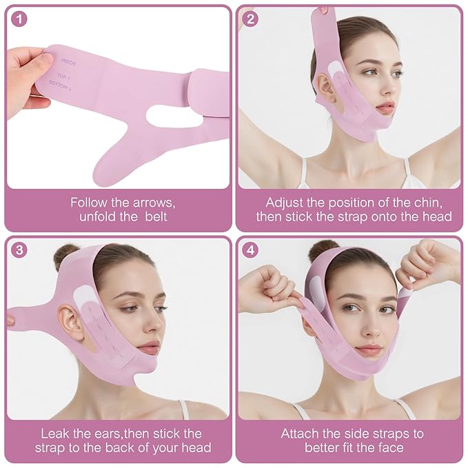Chin Strap For Sleeping - Jawline Shaper with 3D Design & Graphene Material,Double Chin Reducer to Prevent Sagging & Shape Vline Face - Double Chin Eliminator - Gifts for Women
