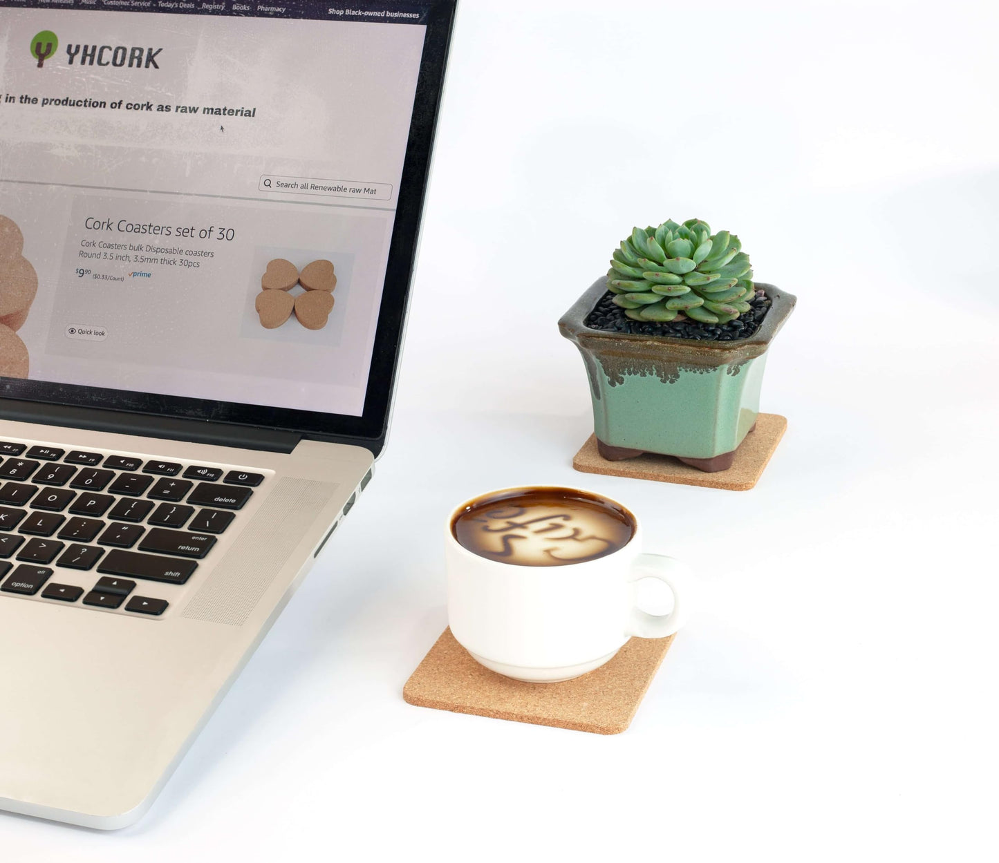 YHCORK Square Cork Coasters Set of 40, 3.5 Inch - Durable, Absorbent for Home & Office. Perfect for Coffee, Tea, & Cold Drinks. Eco-Friendly, Protects Surfaces…