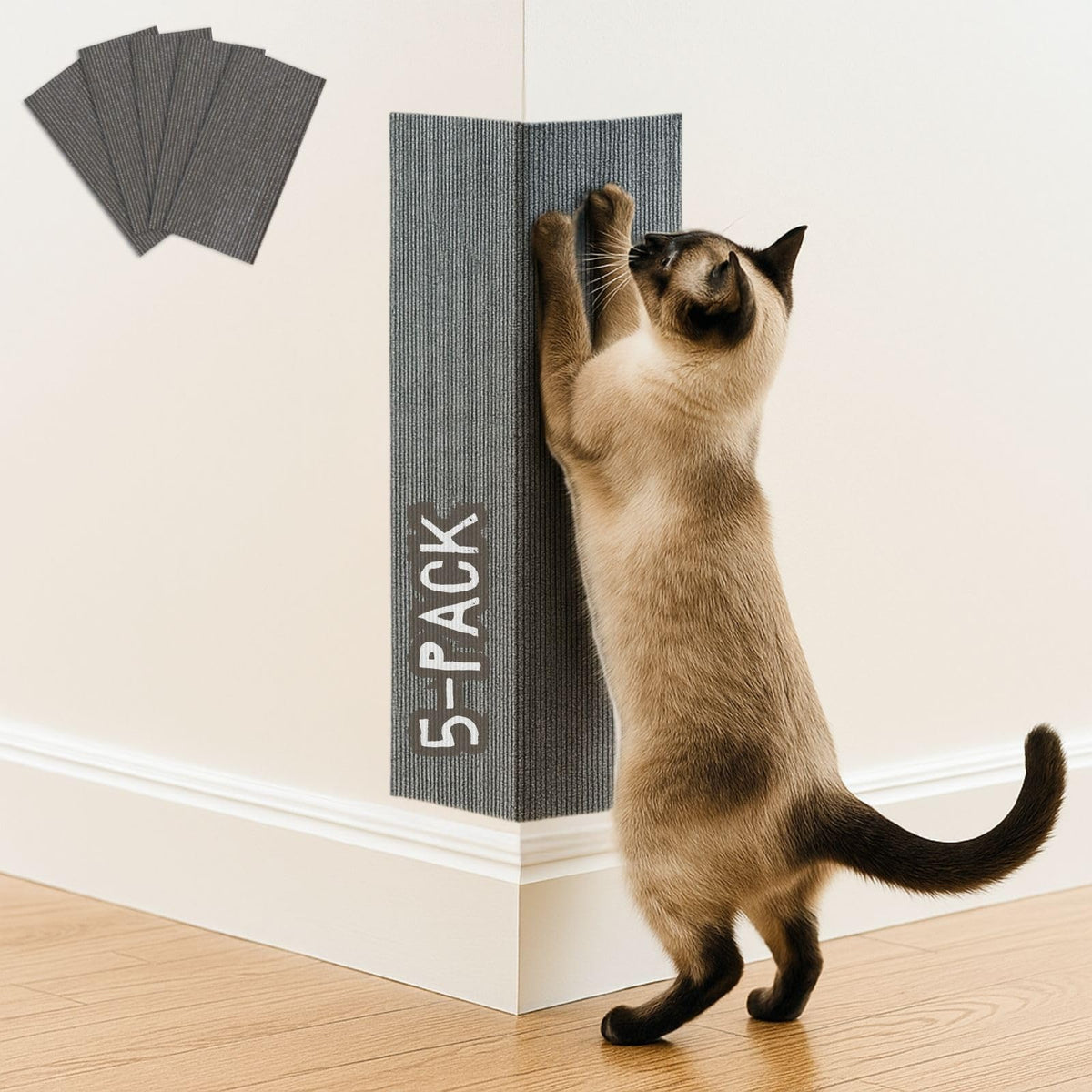 Cat Scratch Mat (3 Pack), 23.6’’ x 11.8’’ Cat Wall Corner Scratcher, Versatile Self-Adhesive Replacement Easy Use for Cat Trees Wall Furniture, Scratching Posts, and Couch Protection (Beige)