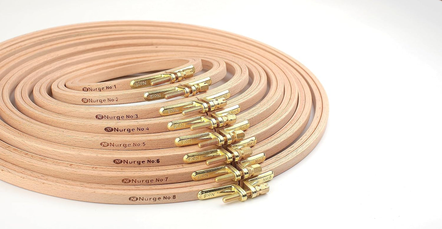 Nurge 3 Pcs 6 Inch Premium Beech Wood Gold Clasp Embroidery Hoop 8mm/0.3" Thickness (160mm = 6.30" ~ Approx 6")