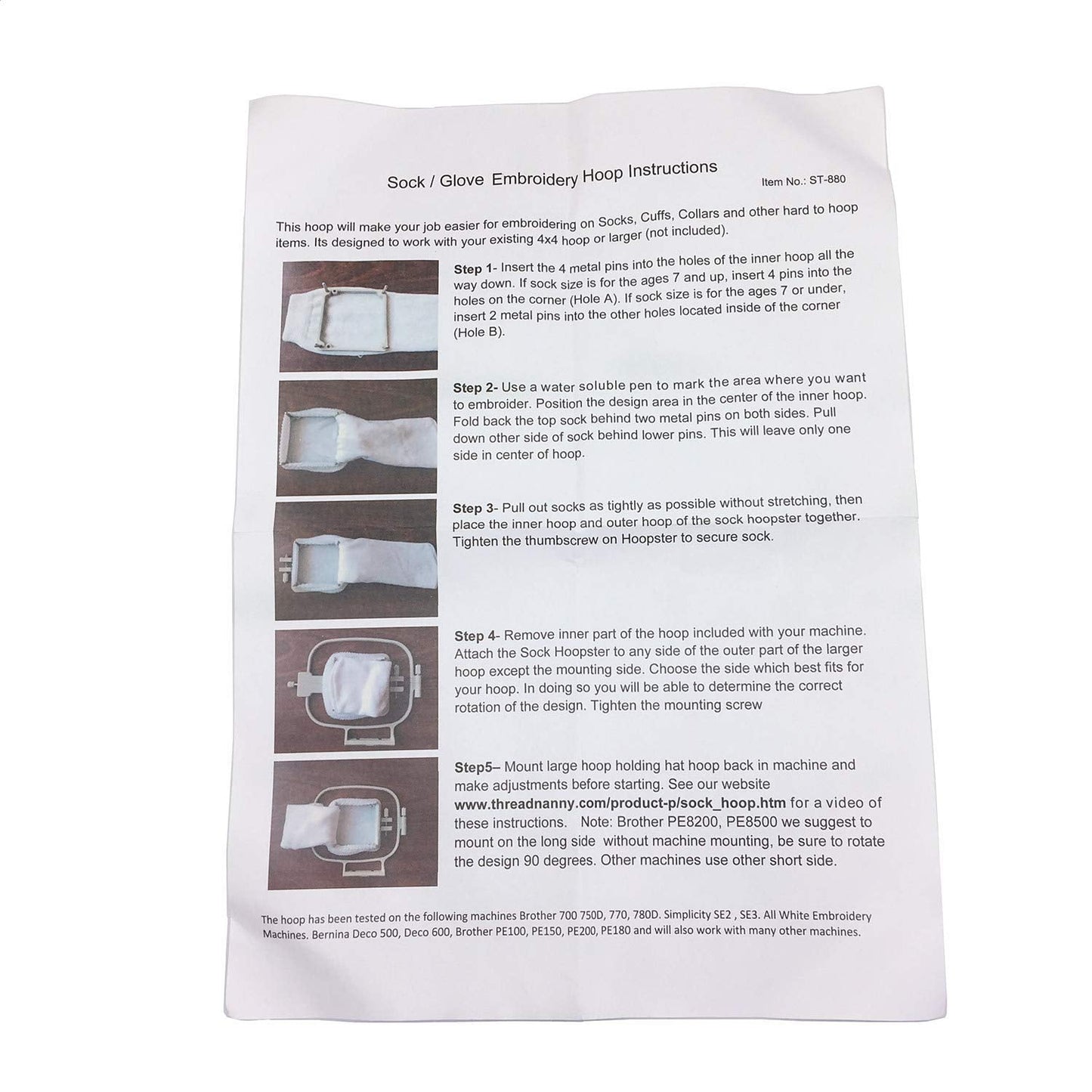 YEQIN Universal Sock Hoop, Embroidery Machine Sock Hoop #ST880 for Brother PE100/PE150/PE200 and More