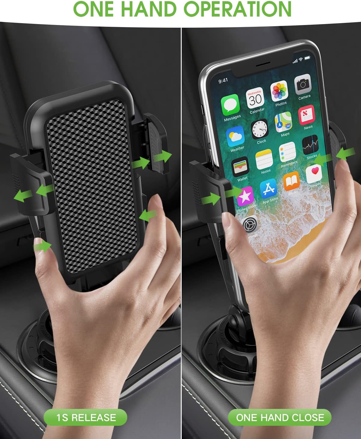 2025 Upgraded Cup Phone Holder for Car, Universal No Shaking Cup Holder Phone Mount with Expandable Base for Car Truck, Adjustable Holders,Compatible with iPhone Samsung All Phones: 2 Pack