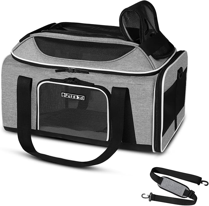 Petskd Top-Expandable Small Pet Carrier 17"x11"x9.5" Airline Approved