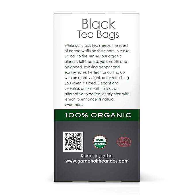 Garden of the Andes - Organic Ceylon Black Tea - 20 Tea Bags per Box, Pack of 6 (120 Tea Bags) - Estate-Grown Single-Origin - Robust Aromatic Flavor, Traceable Farm-to-Cup