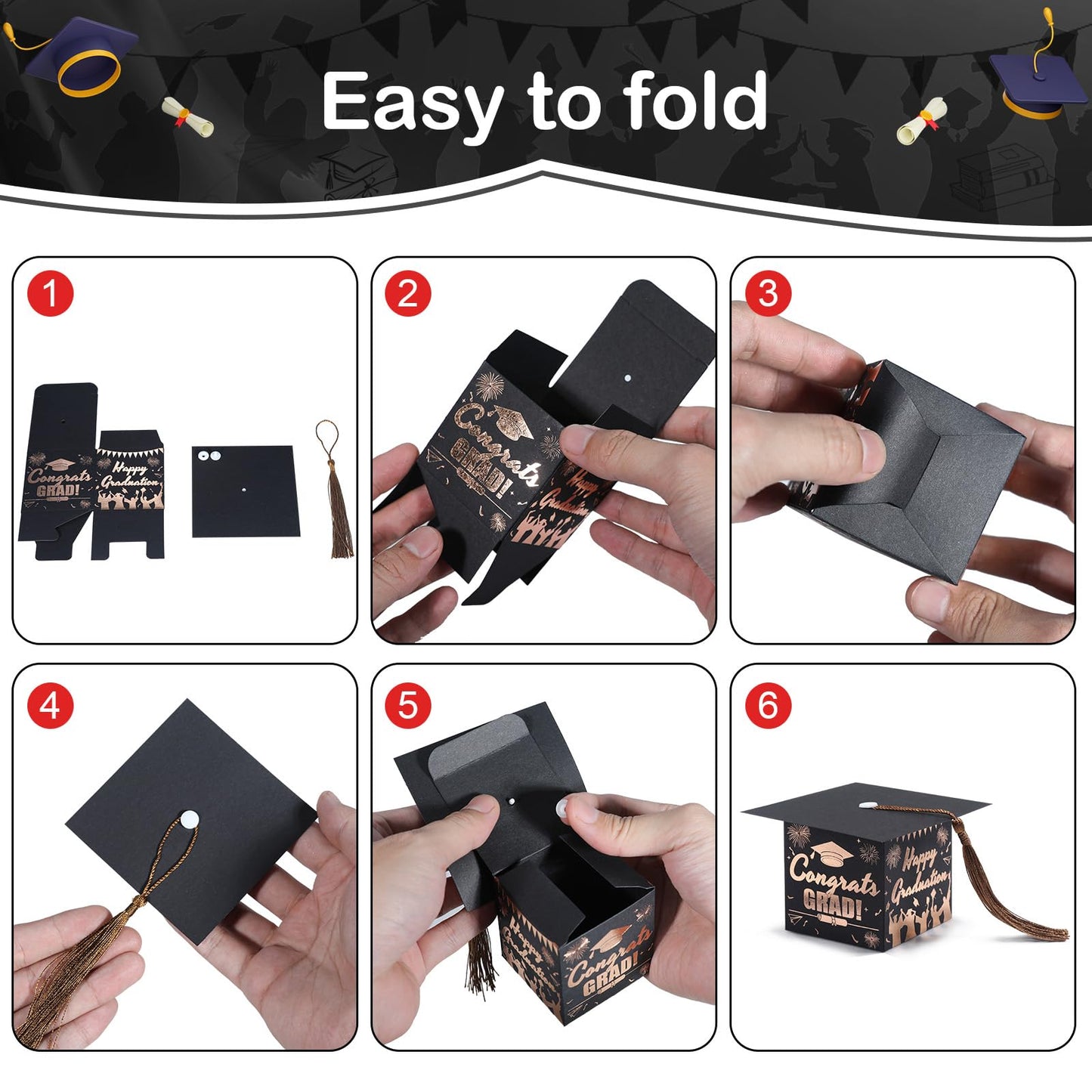 COTOPHER 36 Pack Mini Graduation Cap Gift Boxes with Tassel, Class of 2026 Graduation Candy Boxes Centerpieces for Tables Party Decorations, Small Treat Chocolate Box Graduate Favors Supplies