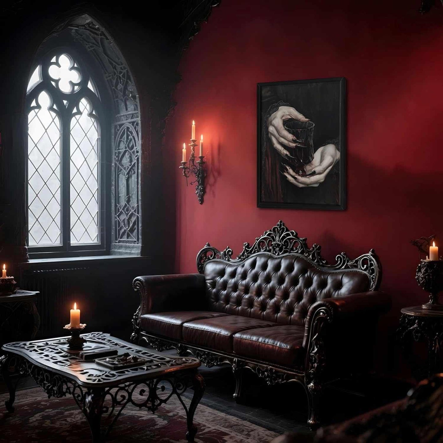 2 Pieces Gothic Posters Wall Art Dark Academy Vampire Pictures Victorian Woman Reading Magic Book Canvas Claw Hand Dracula Prints Moody Girl Witch Ghost Paintings Bedroom Library Classroom Office Home Decor 12x16 Inch Unframed