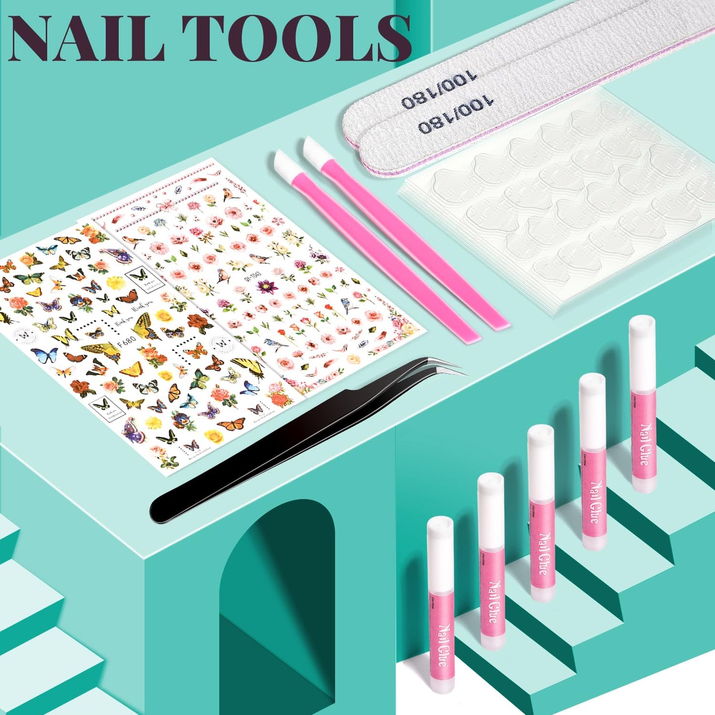 24 Colors Press On Nails, TsMADDTs 720 pcs Short Oval Press On Nails with Glue, File, Tabs, Stickers and Tweezer for Home Manicure or Salon