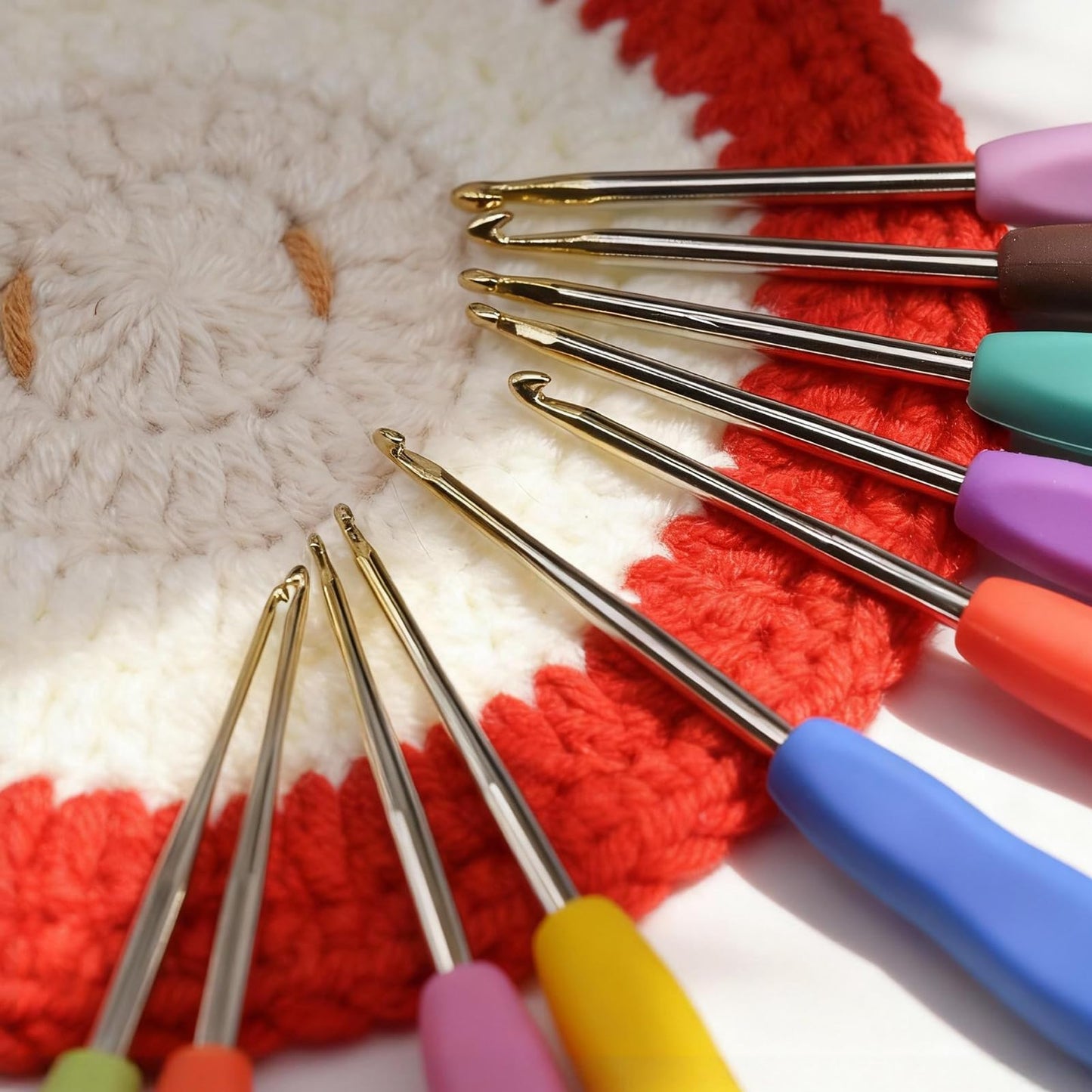 YLaziion 10PCS Small Crochet Hooks Set (0.6mm-2.75mm), Gold-Plated Steel & Ergonomic Soft Grip Handle Crochet Hook Needles Thread Crochet Hooks for Lace Knitting Needles, Yarn, Micro Amigurumi