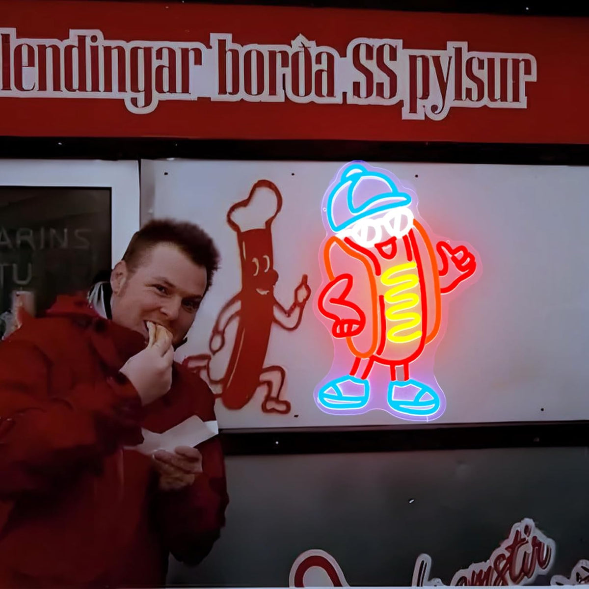 Hot Dog Neon Sign Dimable Cool Hot Dogs Neon Signs Funny Hot Dog Party Themed Light Decor for Restaurants Bars Game Rooms Vibrant LED Lighting Gifts for Fast Food Enthusiasts (15×9.8inch)