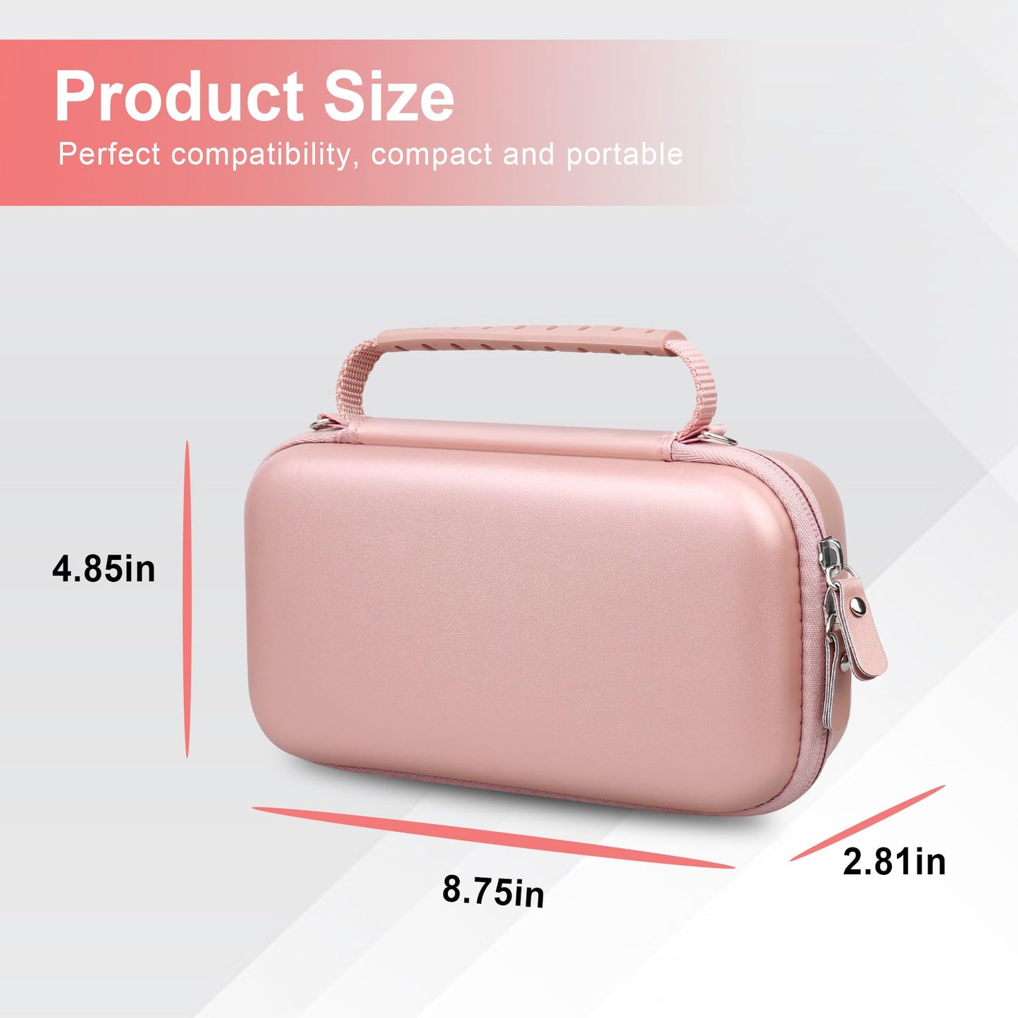 Canboc Carrying Case for Ceptics Universal Travel Adapter Kit, World Travel Adapter Kit Box with Removable Shoulder Strap, Zipper Mesh Bag fit USB Cable, Rose Gold (Case Only)
