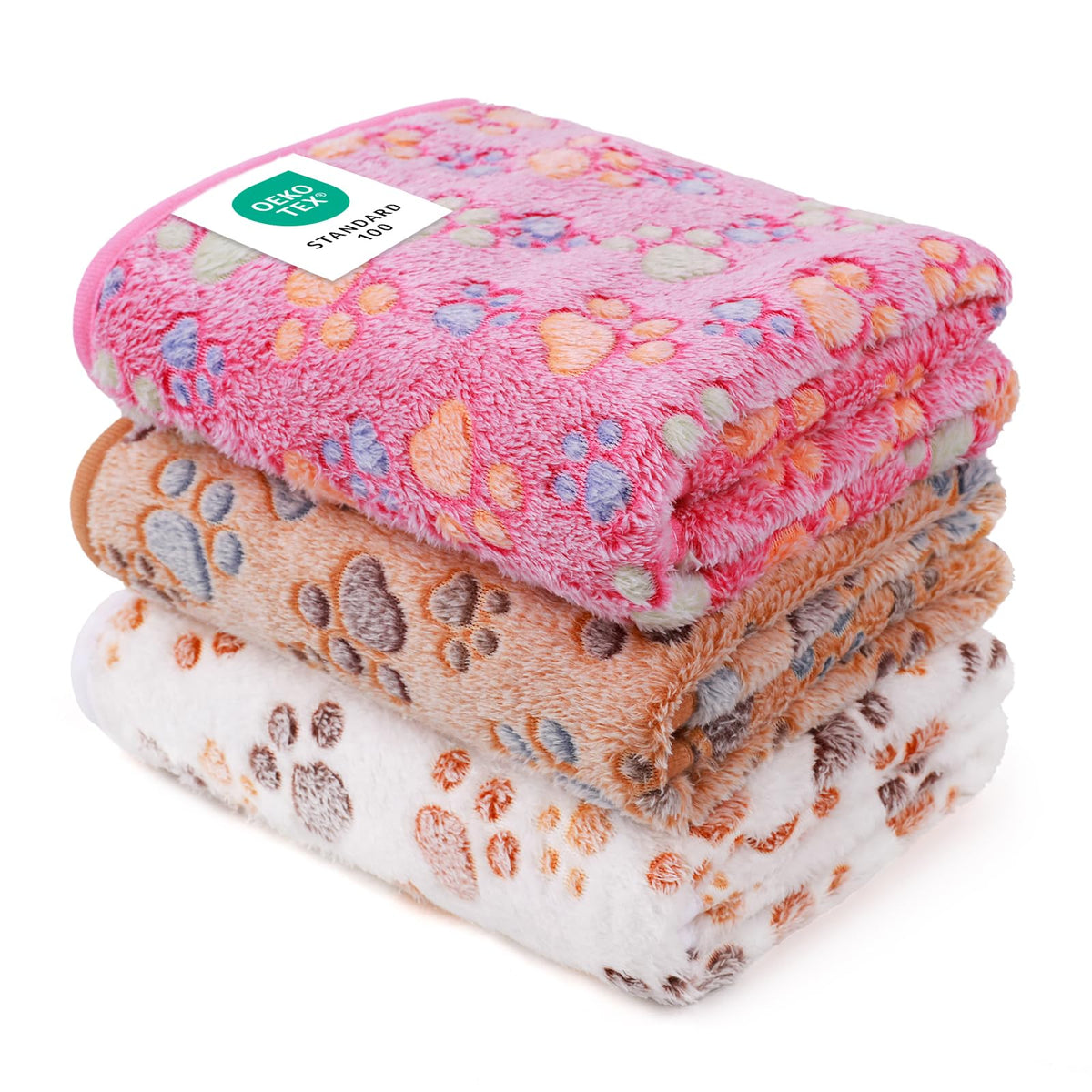 Luciphia 1 Pack 3 Blankets Fluffy Premium Fleece Pet Blanket Flannel Paw Printed Throw for Dog Cat(Medium 30x20'', Grey)