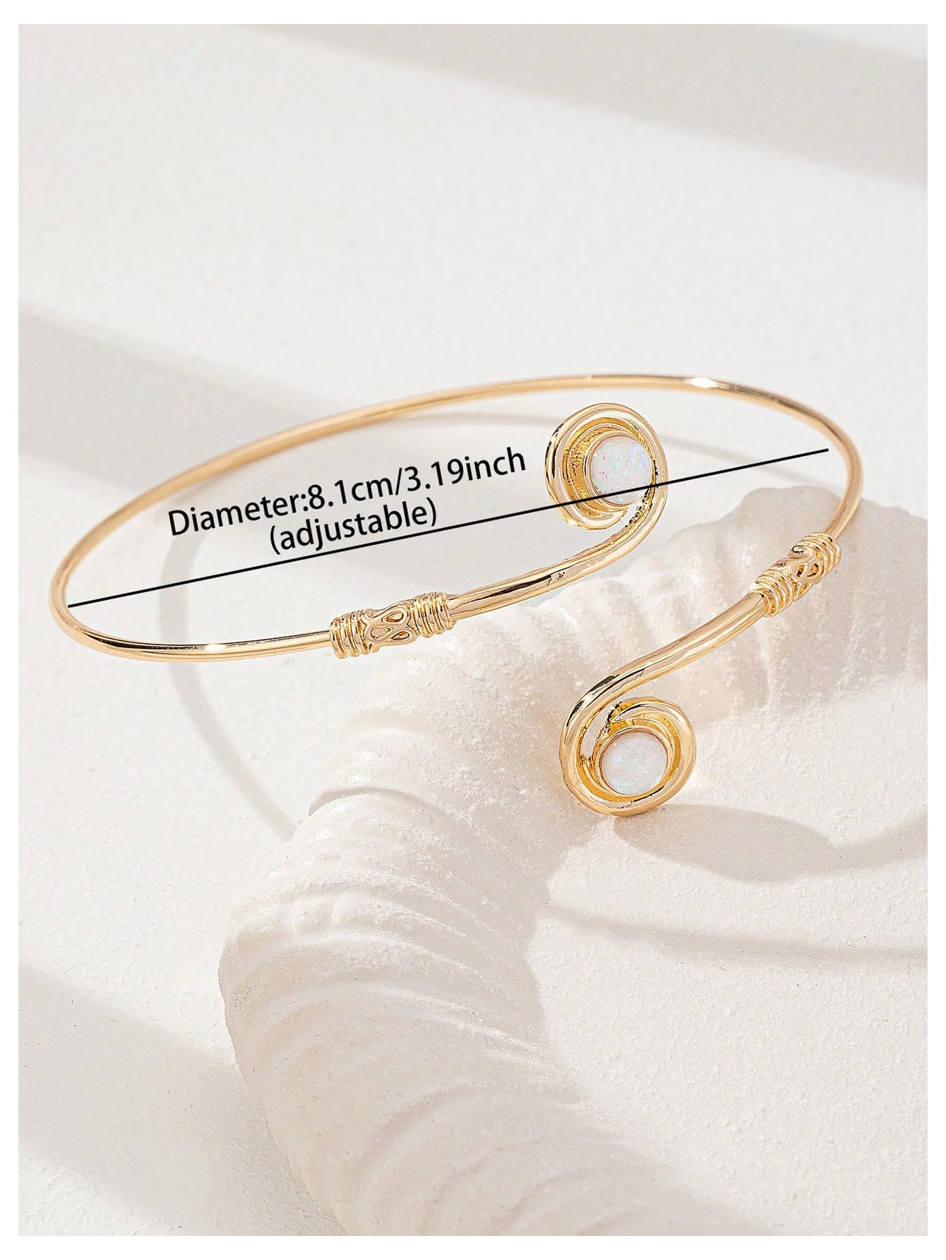 MakeMeChic Beach Gold Arm Cuff Jewelry for Women Bangle Band Armlet Flower Upper Arm Cuff Bracelet Summer Beach Essentials Opal Gold One-Size
