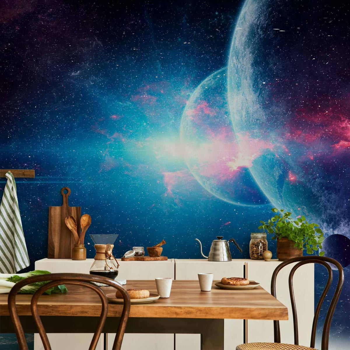 artgeist Wall Mural Cosmos 193x138 in - XXL Peel and Stick Self-Adhesive Wallpaper Removable Large Sticker Foil Wall Decor Print Stars Solar System Universe Space b-C-10047-a-a