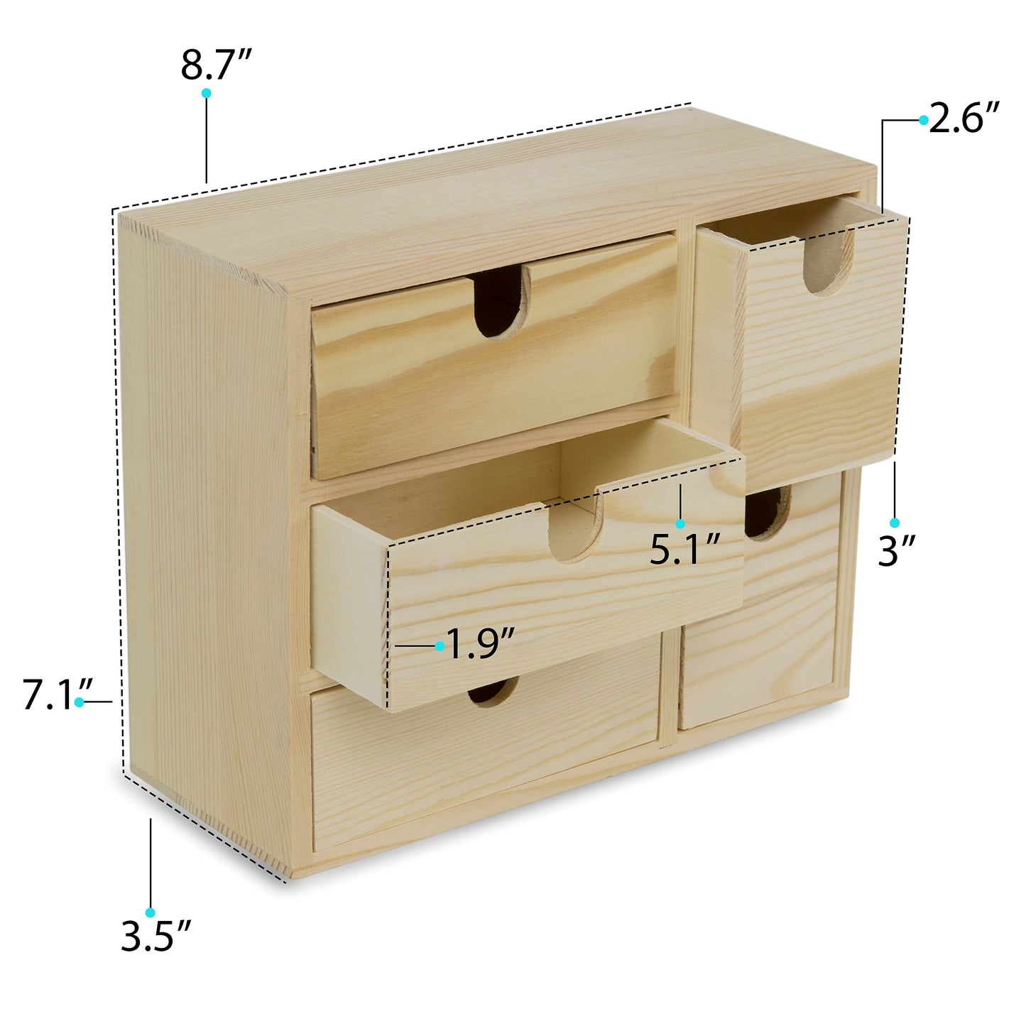 brightmaison BGT Capri Desk Organizer for Office Supplies, Sewing Kit & Jewelry Box, Decorative - Small Wooden Box DIY Project Unfinished Wood