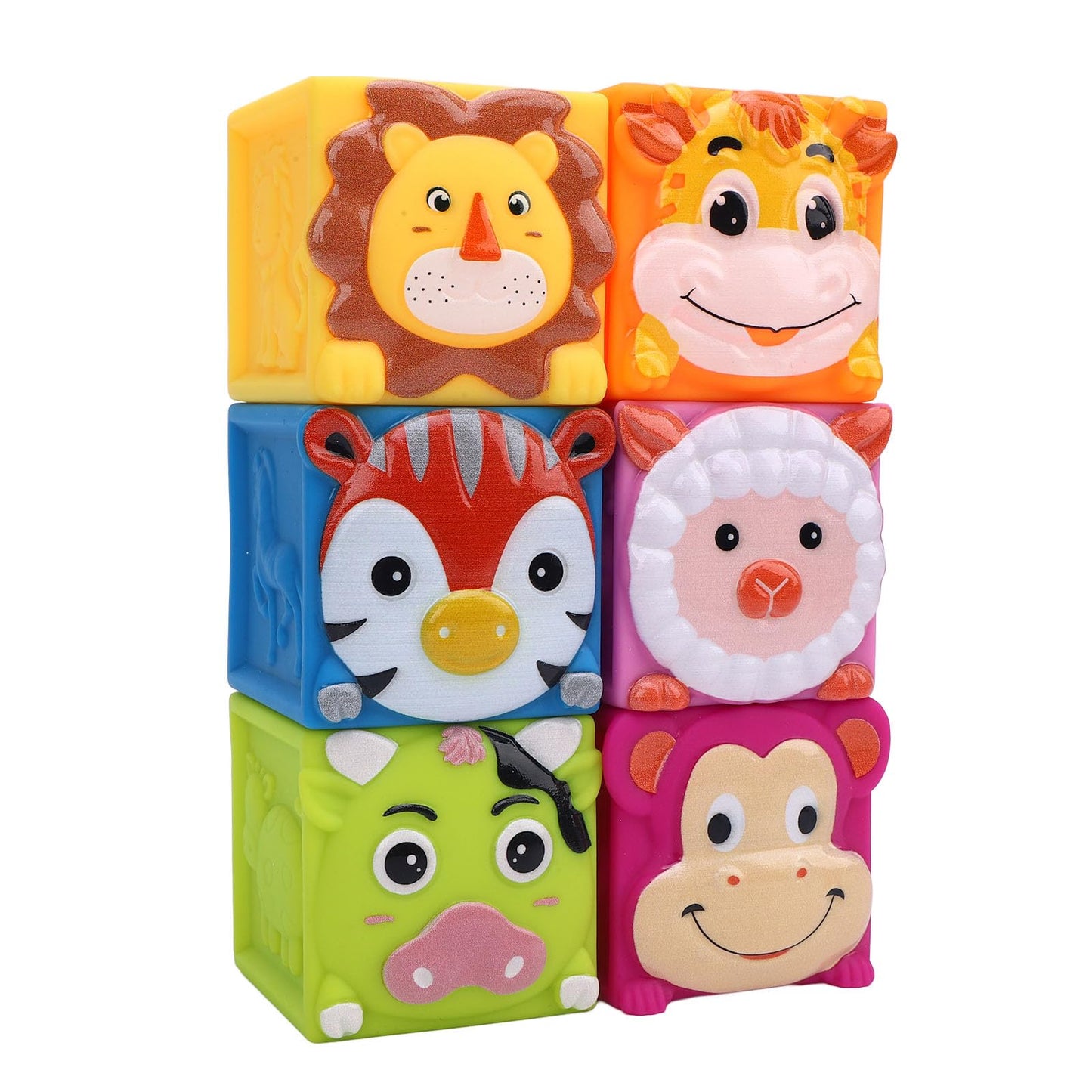 Zunate Soft Baby Building Blocks Toy, Comfortable Rubber Material with Multi Colors and Patterns, Lightweight Stacking Blocks for Infants and Toddlers