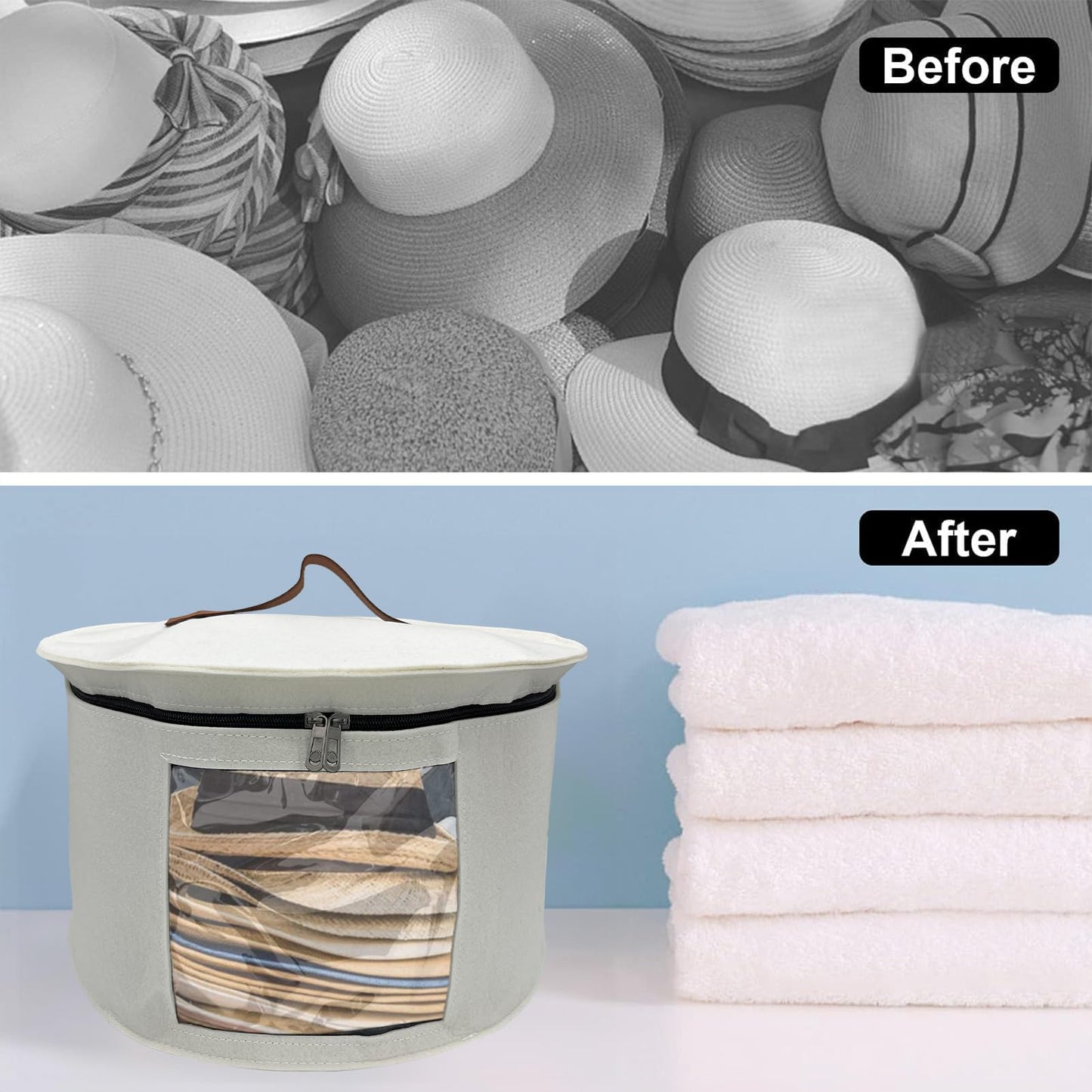SHWWQUE Hat Storage Box,Hat Boxes for Women Storage,Cowboy Hats Holder for Travel,Wide Brims Hat Carrier Case,Stuffed Animal Toy Organizer,Hat Box Closet Organizers and Storage,Hat Boxes for Men