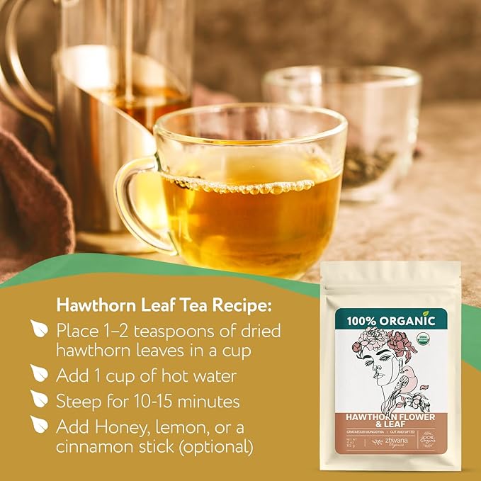 Hawthorn Leaf Tea Organic (4oz.) - Espino Blanco Organico - Loose Hawthorne Tea for Pressure Balance, Cardiovascular Health, Heart Support