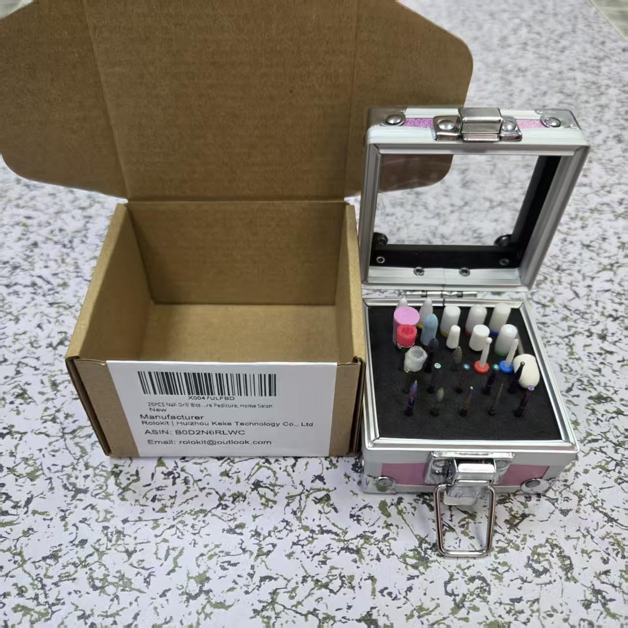 26PCS Nail Drill Bits Set with Holder Case, 3/32 inch Ceramic Safety Bits for Nail Drill, Diamond Cuticle Efile Nail Drill Bits, Remover Bits for Acrylic Gel Nail Tech Manicure Pedicure, Home Salon