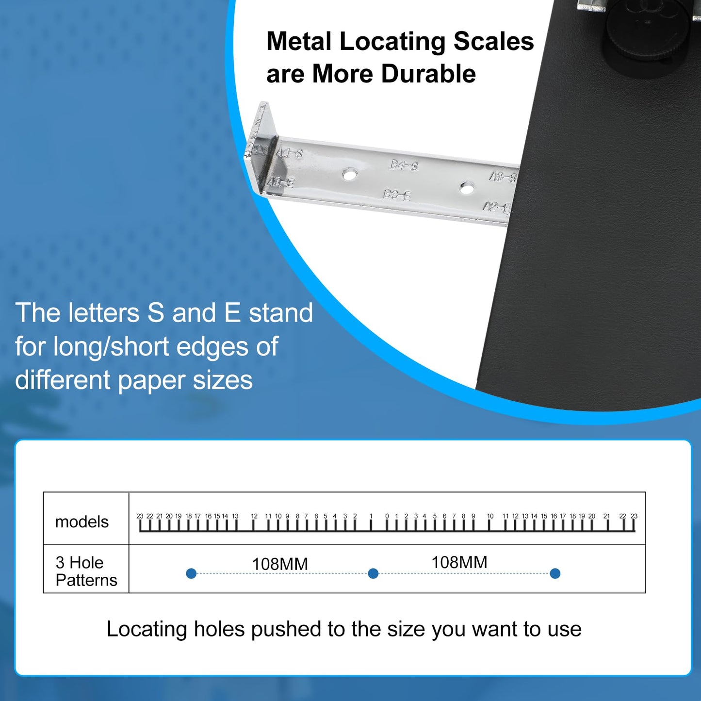 Heavy Duty 3 Hole Paper Punch,150 Sheet Capacity,Ergonomic Handle, Large Capacity Tray and Durable Metal, for Office, Home & Print Shop Use,Replaceable Cutter Head