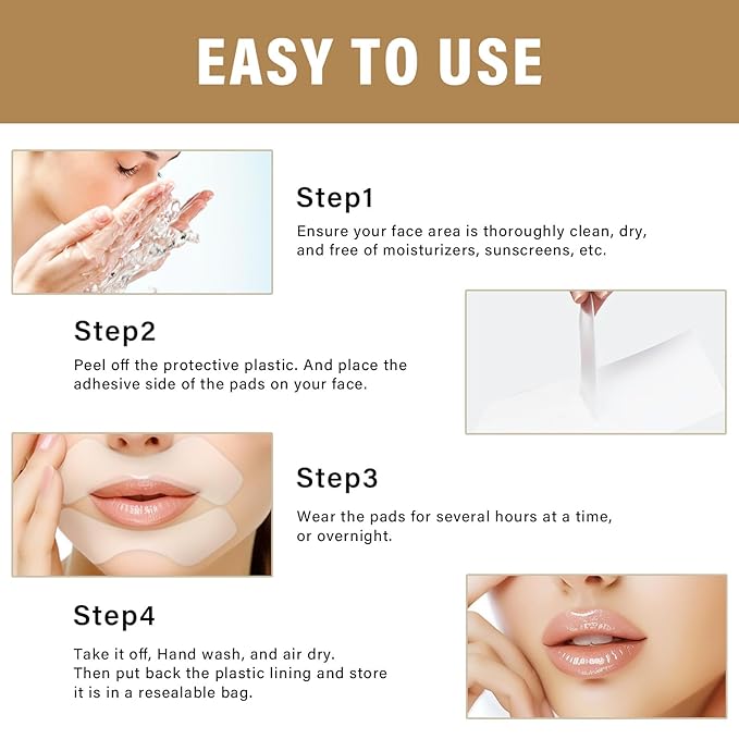 Anti Wrinkle Patches for Lip, Smile Line patches, Silicone Sticker for Smooth Fine Lines, Collagen Mask for Lip Lift, Fast Acting