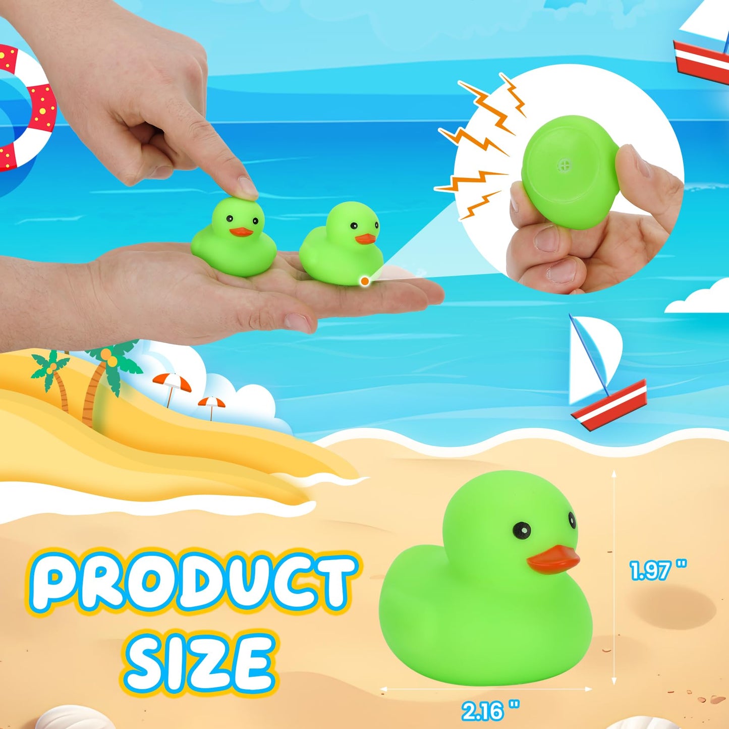 Deerift 200 Pack Glow in The Dark Rubber Ducks, 2" Squeaky Floating Duck Bath Toys for Kids, Bulk Bath Toy Set with Bag for Bath Time, Birthdays & Party Gifts