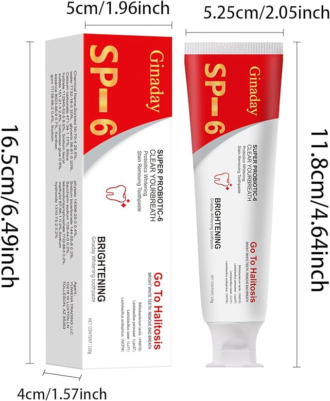 2Pcs SP-6 Probiotic Toothpaste,Deep Cleaning Care Fresh Breath Ultra Whitening Toothpaste.