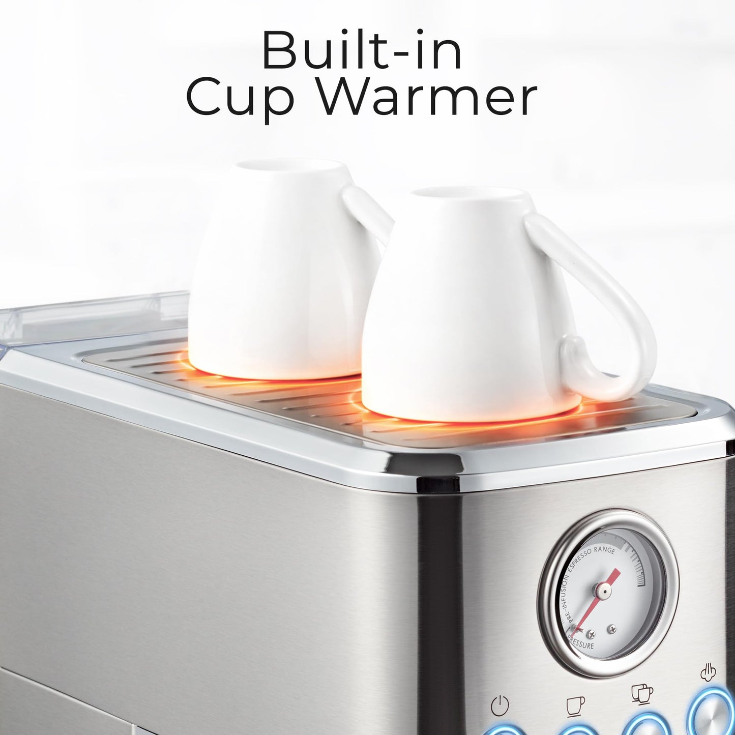 Zulay Kitchen Magia Compact Espresso Machine โ 20 Bar Coffee Maker with Milk Frother Steam Wand, Latte & Cappuccino Maker, 1350W Fast Heating, 40oz Removable Water Tank, Stainless Steel โ Silver