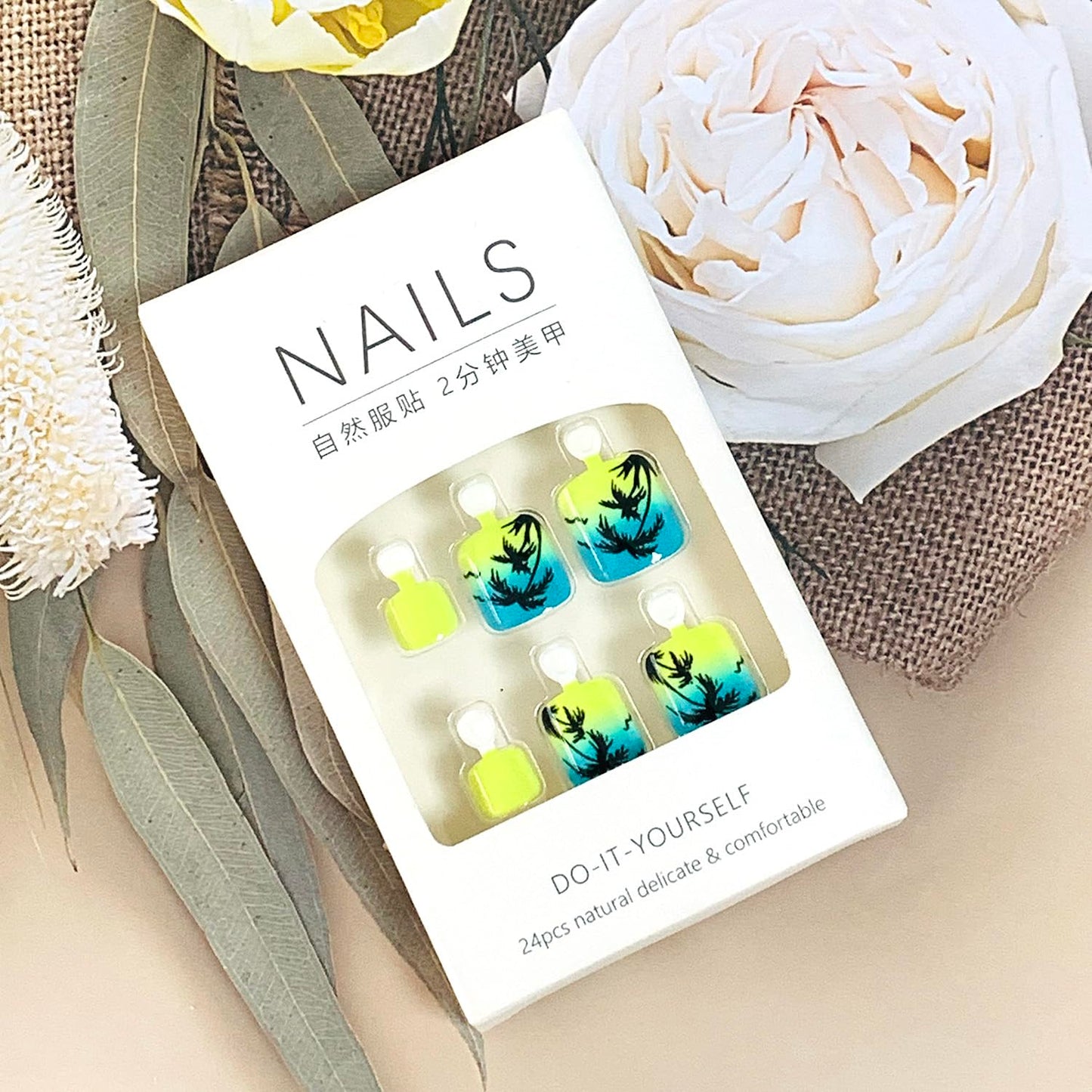 FIEONCIY Press on Toenails with Designs Acrylic Fake Nails for Toe Artificial False Nails with Charms Glue on Toe Nails for Spring Summer Stick on Toenails for Women Girls(JZJ10)