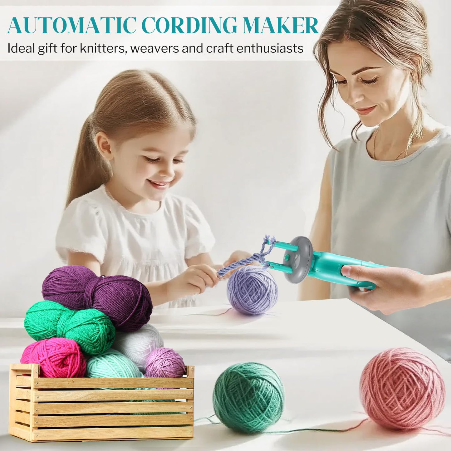 Enhon Cord Maker Portable Fringe Twister, Handheld Cord Maker for Craft Yarn Making Twister for Beginners (Patent Pending) (Green)