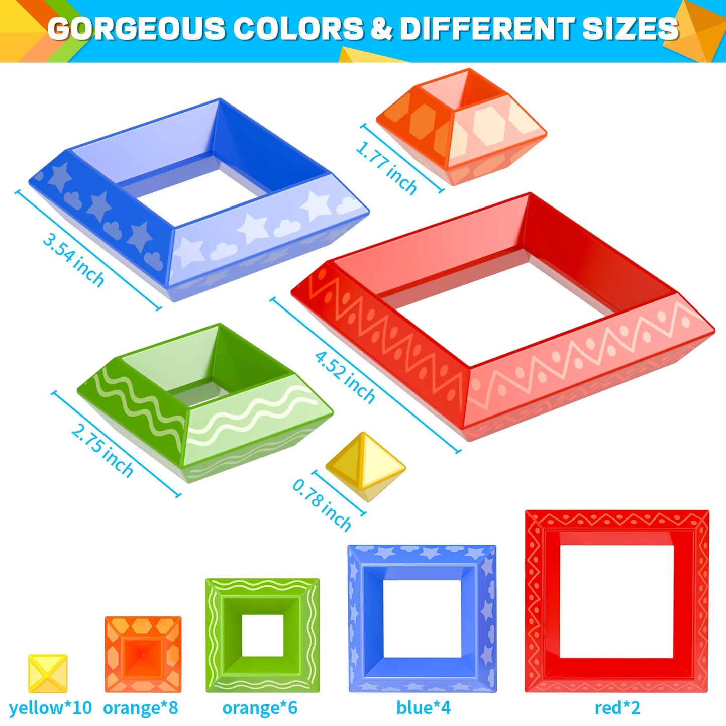 Doloowee 30 Pcs Building Blocks Toys for Ages 3 4 5 6 Toddlers, Pyramid Stacking Toys, 3D Montessori Preschool Learning Blocks for Kids, Stem Educational Pyramid Magic Tower Gifts Set