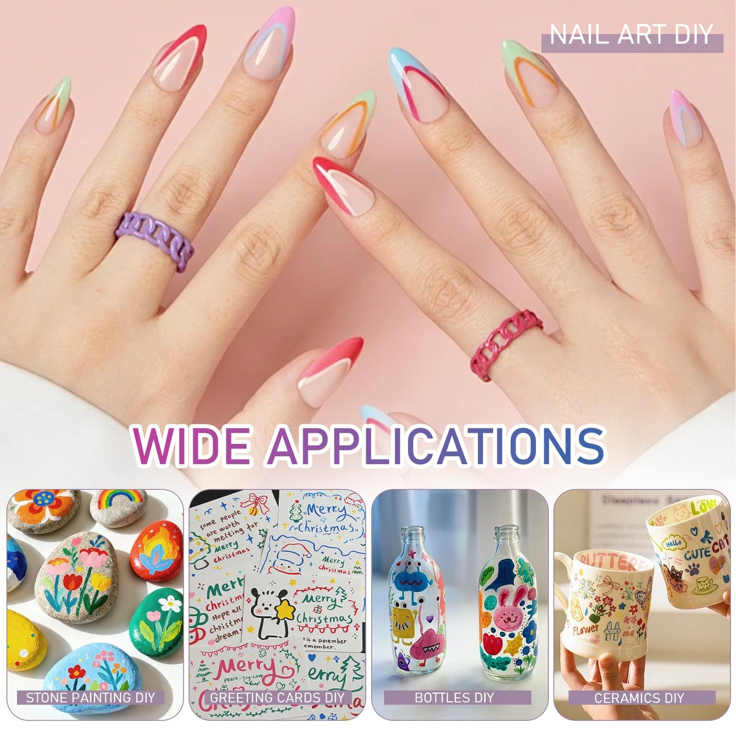 12 Color Nail Art Pens Set - Graffiti Dotting Pen + Painting Liner Brush, All-in-One Nail Polish Art Kit for DIY Manicure & Beauty Adorn Drawing Tools