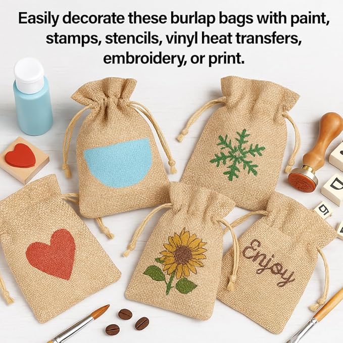 Mandala Crafts 10X14 Inch Red Burlap Drawstring Gift Bags for Favors - 20 Large Linen Sacks Gift Pouches for Candy, Coffee, Jewelry, Wedding, and Party Supplies