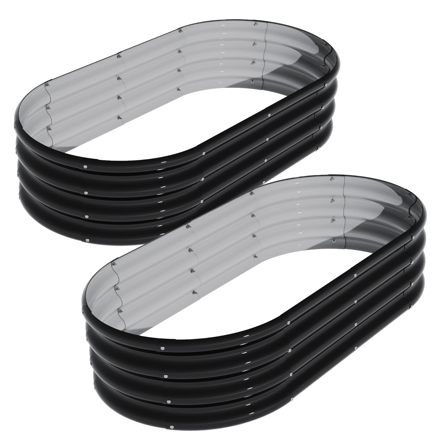 ATRANURE 2Pcs 4X2X1ft Oval Raised Garden Bed Kit,Galvanized Raised Garden Beds Outdoor, Metal Planter Box Steel Kit Flower Herb,Vegetables..Black