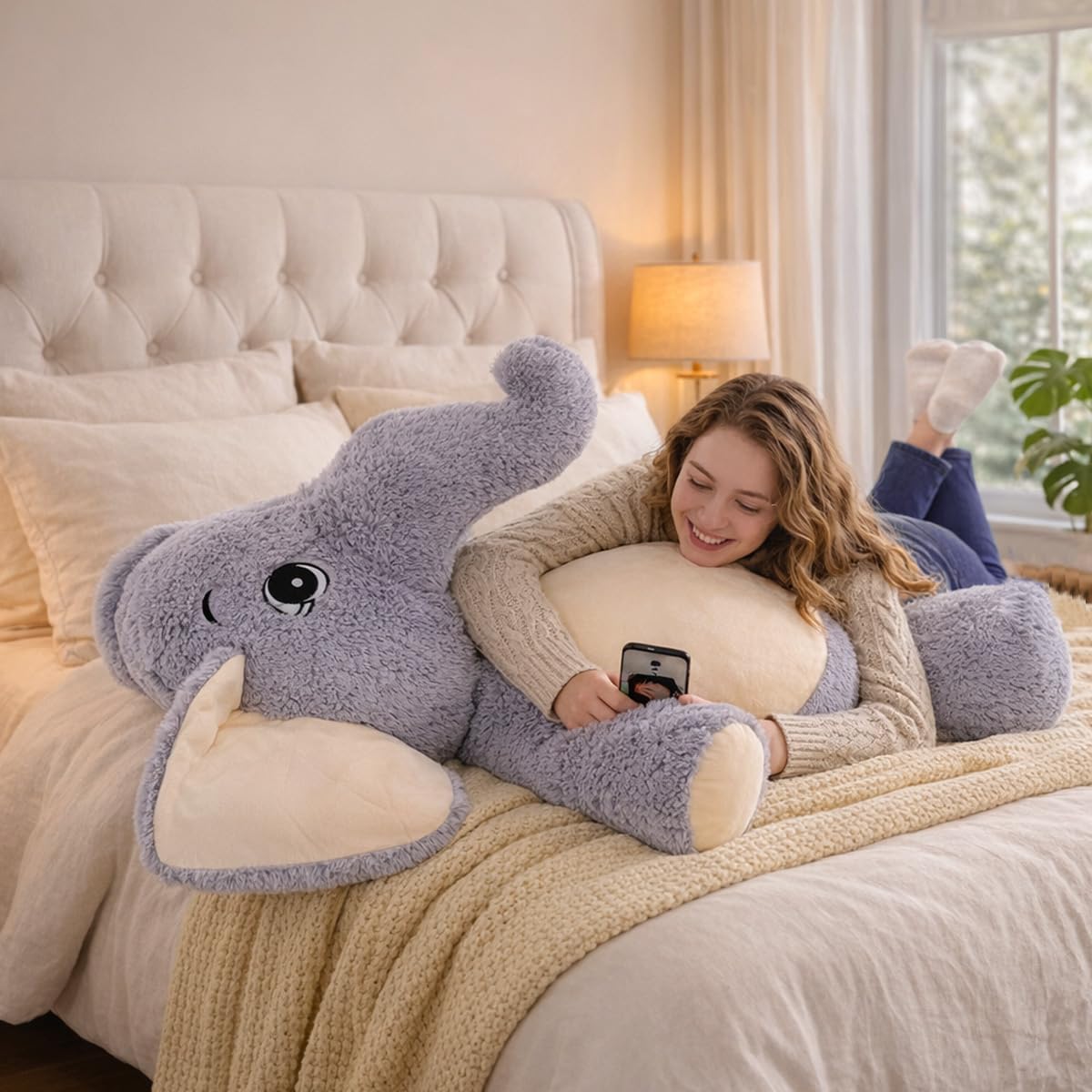 GailiMaiYa Giant Elephant Stuffed Animal 51'',Large Stuffed Elephant Plush Toy Soft Elephant Stuffed Animals for Birthday Mother's Day Christmas