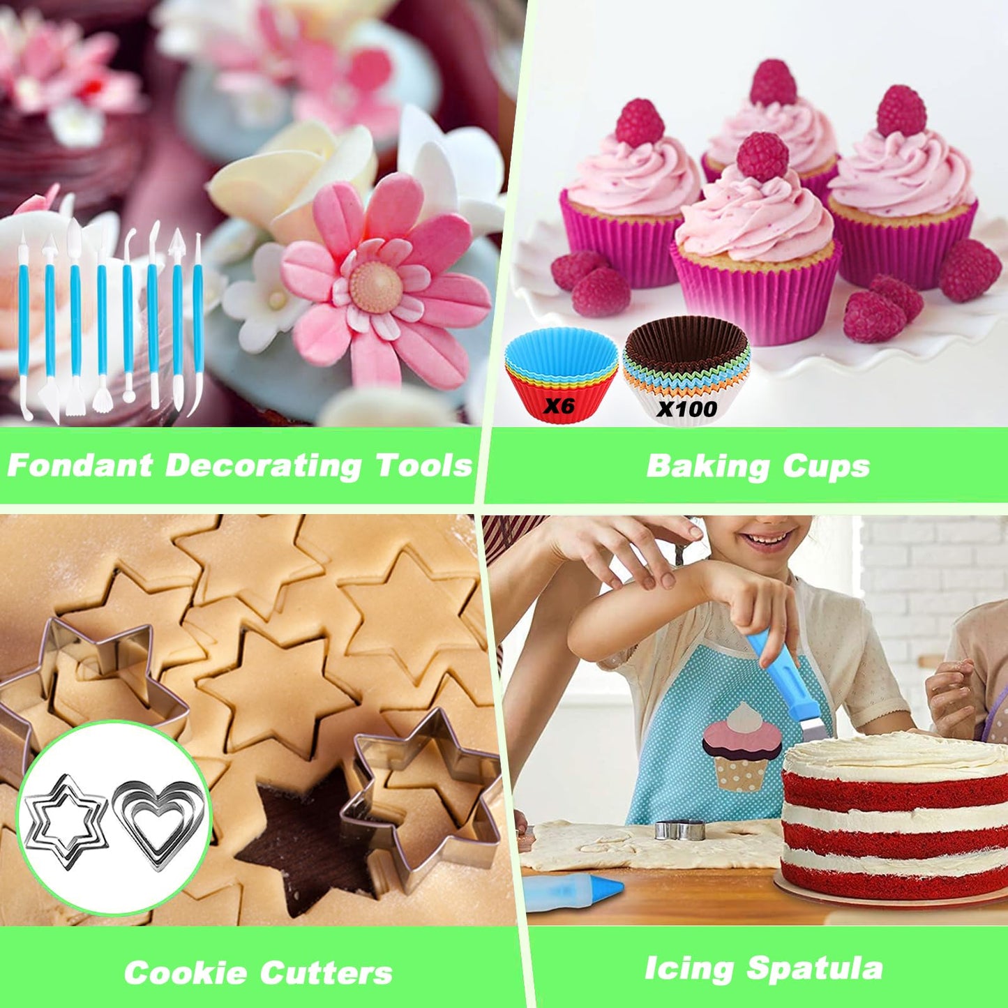 Suuker Cake Decorating Tools Supplies Kit, 236 Pieces Baking Accessories with Storage Case, Frosting Piping Kit, Piping Bags and Tips Set with 36 Numbered Piping Tips, Pastry Bags for Cake
